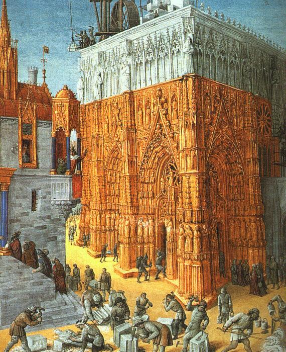 Jean Fouquet The Building of a Cathedral France oil painting art